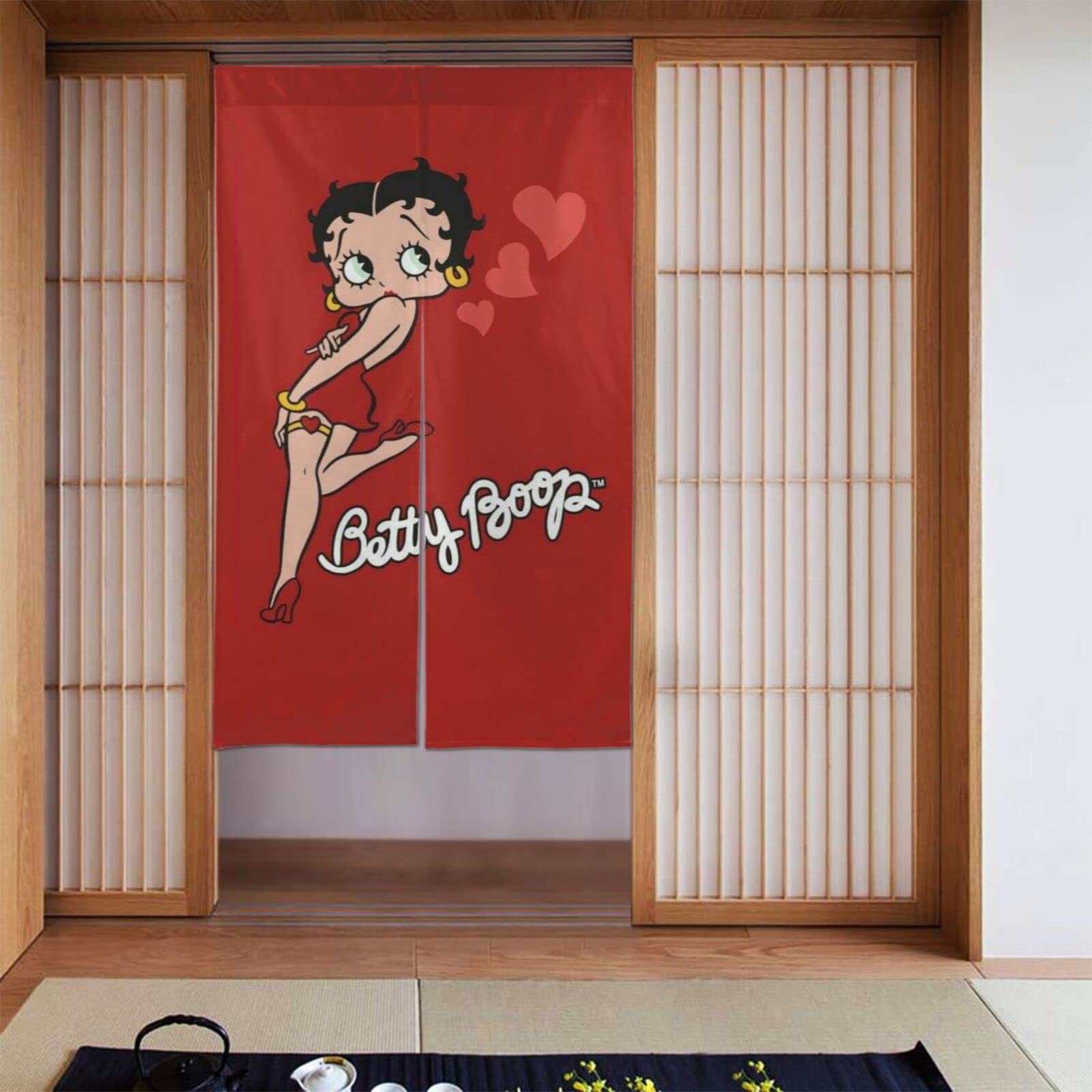 Betty Boop ベティーちゃん レア４点セット マット カーテンなど Amazon｜ベティちゃん のれん 暖簾 ベティブープ 間仕切り 断熱 目隠し